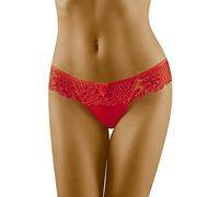Wolbar Damen Sexy Tanga-Strings Spitze Miederslip Slips Mit Tiefer Hüftlinie WB09, Rot,S