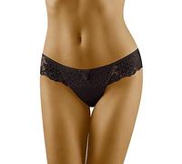 Wolbar Damen Sexy Tanga-Strings Spitze Miederslip Slips Mit Tiefer Hüftlinie WB09, Schwarz,S