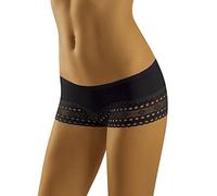 Wolbar Damen Shorts Unterhose Unterwäsche Baumwolle Spitze Bund WB309, Schwarz,XL