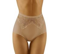 Wolbar Damen Slip Hoher Bund Shapewear Spitze Unterhose WB422, Beige,Medium