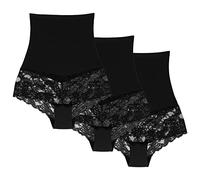 Wolbar Miederslip Damen Slips 3Er Pack Panties Höschen Hohe Taille Hipster Slip Figurformende Bauchkontrolle Shapewear Seamless Nahtlose, Schwarz,M