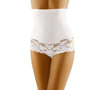 Wolbar Damen Hipster Slip Spitze Miederslip Hohe Taille Figurformende WB183, Weiß,S