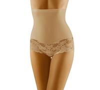 Wolbar Damen Hipster Slip Spitze Miederslip Hohe Taille Figurformende WB183, Beige,XL