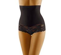Wolbar Damen Hipster Slip Spitze Miederslip Hohe Taille Figurformende WB183, Schwarz,XL