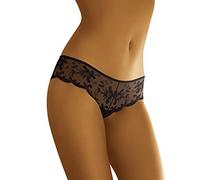 Wolbar Transparenter Damen Slip Aus Blumenspitze WB05, Schwarz,S