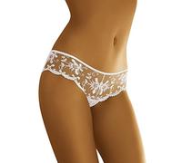Wolbar Transparenter Damen Slip Aus Blumenspitze WB05, Weiß,XL