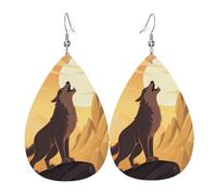 Wolf-Ohrringe für Damen, tropfenförmig, Leder, doppelseitig, baumelnd, leicht, Damen-Ohr-Accessoires, Schmuck, modisch, Geburtstagsgeschenk