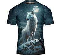 Wolf Tshirt Herren，T-Shirt Mit Wolf Herren,Wolf Kurzärmelige Herren Wolf Männer T-Shirt Unisex-T-Shirt Mit 3D-Grafik Buntes Design Kurzärmelig Rundhalsausschnitt Polyester S-6XL (B,M)