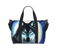 Wolf Under Moon Bedruckte Damenhandtasche, tragbare Crossbody-Tasche, geeignet für Fitness, Reisen.