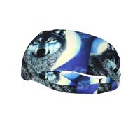 Wolf Under Moon Muster Sport Schweißband Kopftuch Stirnbänder für Damen Herren geeignet für Laufen, Yoga, Fitness, Fußball