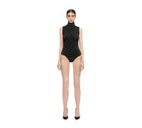 Wolford Baumwoll-Buchstaben-Body für Frauen, Komfort, lässiger Body, Premium-Baumwollmischung, Alphabet-Muster, perfekt für den Alltag, Schwarz/Esche, Small