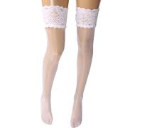 Wolford Damen Matt Fein Strumpfhose Satin Touch 20 Stay - Up 21223, 20 DEN, Gr. Large, Mehrfarbig (White 1001)