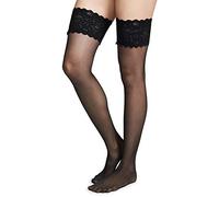 Wolford Damen Matt Fein Strumpfhose Satin Touch 20 Stay - Up 21223, 20 DEN, Gr. Large, Schwarz (Black 7005)