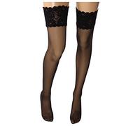 Wolford Damen Matt Fein Strumpfhose Satin Touch 20 Stay - Up 21223, 20 DEN, Gr. Large, Schwarz (Black 7005)