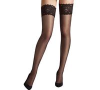 Wolford Damen Matt Fein Strumpfhose Satin Touch 20 Stay - Up 21223, 20 DEN, Gr. Large, Schwarz (Nearly Black 7212)