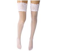 Wolford Damen 21223 Halterlose Struempfe, Frauen Struempfe,Stay-Up,transparent,Spitze.1001 white,Medium (M)