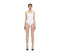 Wolford Jamaika Body für Damen, ärmellos, blickdicht, Rundstrickmaterial, glänzende Oberfläche, feiner Rand, brasilianischer Schnitt, Weiss/opulenter Garten, M