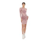 Wolford W-Langarm-Kleid für Damen, durchscheinendes gemustertes Design mit W-Logo-Muster, Rundhalsausschnitt, lange Ärmel, recycelte Materialien, Rosenblätter, Mittel