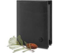 Wolfstrøm Geldbörse Herren Damen Leder Klein Münzfach RFID Hochformat 'Svåla' - Mini Portemonnaie, Slim-Wallet NFC Karten Schutz Dünn - Brieftasche, Portmonee, Geldbeutel Männer - Schwarz