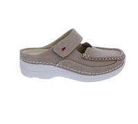 Wolky Clog Roll Slipper 0622736-125, leicht glänzendes Nubukleder, Safari-Beige, Fußbett zum Wechseln Beige Gr. 41