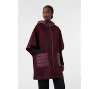 Woll-Cape mit wattierter Kapuze und aufgesetzten Taschen rot S