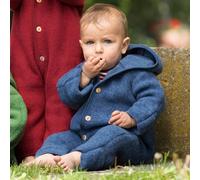 Engel Baby-Overall mit Kapuze, Holzknöpfen und Umschlag Blau Melange 86-92