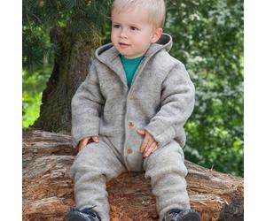 Woll Fleece Overall mitwachsend grau 92