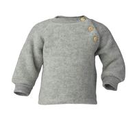Woll Fleece Pullover Holzknöpfe grau 50/56