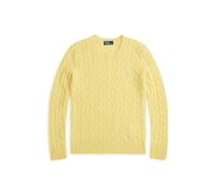 Woll-Kaschmir-Pullover mit Zopfmuster M Yellow
