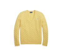Woll-Kaschmir-Pullover mit Zopfmuster M Yellow