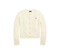 Woll-Kaschmirstrickjacke mit Zopfmuster L White