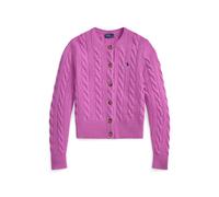 Woll-Kaschmirstrickjacke mit Zopfmuster XL Pink