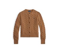 Woll-Kaschmirstrickjacke mit Zopfmuster XL Tan