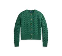 Woll-Kaschmirstrickjacke mit Zopfmuster XS Green