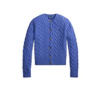 Woll-Kaschmirstrickjacke mit Zopfmuster XXS Blue