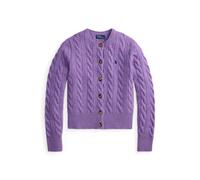 Woll-Kaschmirstrickjacke mit Zopfmuster XXS Purple