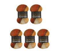 Wollbiene 5 x 100g Moonlight Glitter Batik Simli Strickwolle, 500 Gramm Wolle 20% Metallic-Wolle, Farbverlauf, Glitzerwolle (2800 braun terrakotta beige)