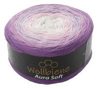 Wollbiene Aura Soft Farbverlaufsgarn 250g - 1000m - 4 Fädig gefacht Bobbel Strickwolle Häkeln Bobbel Wolle Farbverlauf, Strickwolle Mehrfarbig (707 beere lila weiß)