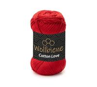 Wollbiene Cotton Love Baumwollgarn 50g / 125m - 100% Baumwolle - Häkelgarn & Strickgarn für Amigurumi, Babydecken, Kleidung (25 rot)
