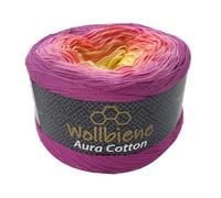 Wollbiene Farbverlaufsgarn 200g - 800m - 4 Fädig Bobbel Strickwolle Häkeln Bobbel Wolle Farbverlauf, 100% Baumwolle, Strickwolle Mehrfarbig (810 brombeere orange gelb)