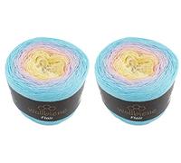 Wollbiene Flair Cotton 2x250g Bobbel Wolle Farbverlauf, 100% Baumwolle, Bobble Strickwolle Mehrfarbig (952 pastell)