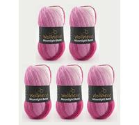 Wollbiene Moonlight 5 x 100g Batik Wolle zum Stricken und Häkeln 5 x 100g Strickwolle , 20% türkische Wolle, Farbverlauf (5300 Beere weiß)