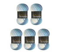 Wollbiene Moonlight Batik 5 x 100g Farbverlauf Strickwolle 500g zum Häkeln 20% türkische Wolle blau-weiß Farbverlauf