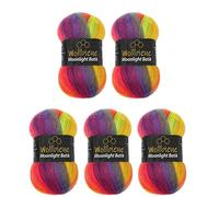Wollbiene Moonlight Batik 5 x 100g Strickwolle 500g Wolle zum Stricken & Häkeln 20% Türkische Wolle mit Farbverlauf, Strickwolle (2600 rainbow)