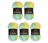 Wollbiene Moonlight Batik Strickwolle 500g - 5 x 100g zum Stricken und Häkeln - 20% türkische Farbverlaufswolle (3070 Gelbtürkisblau)