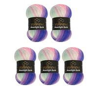 Wollbiene Moonlight Batik Strickwolle 500g - 5 x 100g zum Stricken und Häkeln - 20% türkische Farbverlaufswolle (3090 Purple Green Pink)