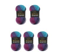 Wollbiene Moonlight Batik Strickwolle 500g zum Stricken und Häkeln - 20% Wolle, Türkische Farbverlaufswolle (5960 Beere Lila Türkis)
