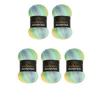 Wollbiene Moonlight Glitter Batik Simli 5 x 100g Strickwolle 500 Gramm Wolle zum Stricken und Häkeln 20 Prozent Metallic-Wolle türkische Farbverlaufswolle Glitzerwolle (3070 gelb türkis blau)