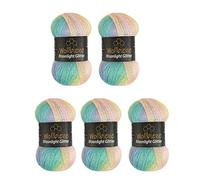 Moonlight Glitter Batik Simli 5 x 100g Strickwolle 500 Gramm Wolle zum Stricken und Häkeln 20% Wolle Metallic-Wolle türkische Wolle Farbverlaufswolle Glitzerwolle (2900 grün rosa gelb pastell)