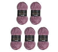 Wollbiene Softy 5 x 100 Gramm chenille wolle zum häkeln Strickwolle, Babywolle, 500 Gramm Chenille Wolle Super Bulky crochet yarn (altrosa 86)